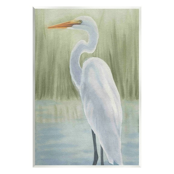 Stupell Industries Egret on Marsh Landscape Animals & Insects Painting Unframed Art Print Wall Art, 10 x 15