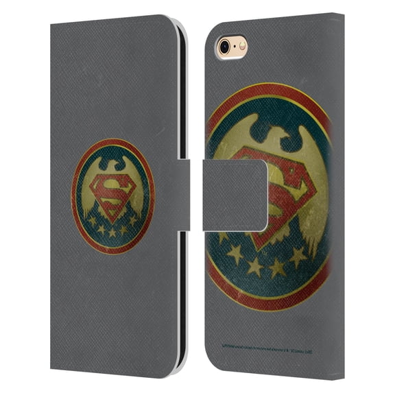 Head Case Designs Officially Licensed Superman DC Comics Logos Distressed Badge Leather Book Wallet Case Cover Compatible with Apple iPhone 6 / iPhone 6s