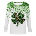 thumbnail image 4 of St. Patrick's Day Shirts for Women Long Sleeve Tops Crewneck Pullover Tshirt Green Shamrock Graphic Tees Green Clover T Shirt, 4 of 5
