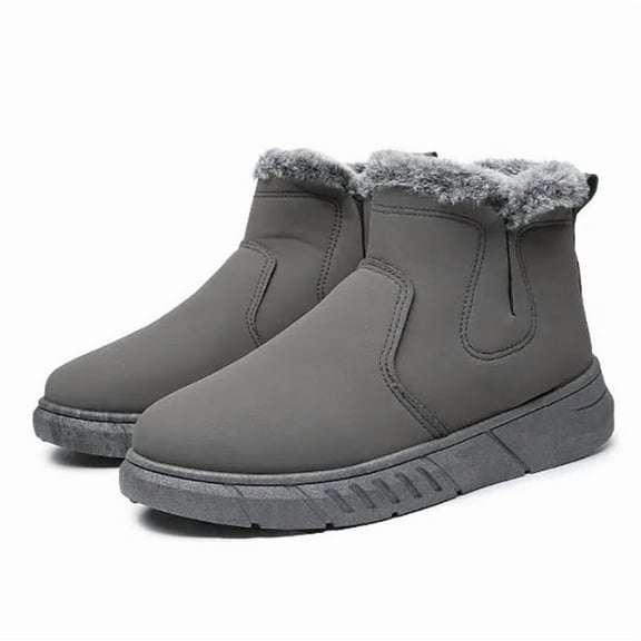 Ankle Bootie Men's Warm Fleece - Lined Ankle Snow Boots - Comfortable,Antislip, Casual Winter Footwear with Plush Collar