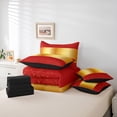 thumbnail image 6 of Castle Fairy Female Men Adults Minimalist Wide Stripes Twin Bedding Sets 7-Piece,Mid Century Red Golden Bedding Comforter Set Microfiber,Geometric Polka Dots Breathable Sheet Sets, 6 of 8