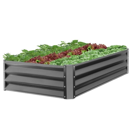 Backyard Herb Garden - Best Choice Products 47x35.25x11in Outdoor Metal Raised Garden Bed Box, Backyard Lawn Vegetable Planter for Growing Fresh Veggies, Flowers, Herbs, Succulents - Dark Gray