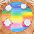 thumbnail image 2 of Colorful Watercolor Stripe Pattern Round Fitted Tablecloth with Elastic Edge,Dining Table Cover Waterproof,Outdoor Round Tablecloth for Camping,Dining,Indoor and Outdoor, 2 of 7
