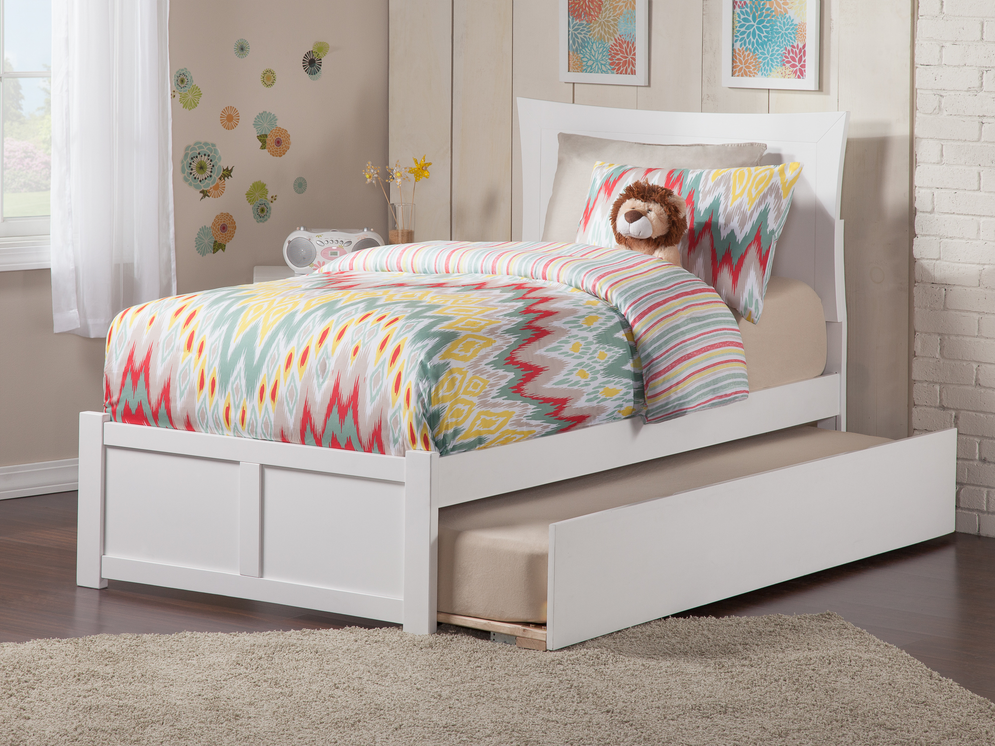Metro Twin Extra Long Bed with Footboard and Twin Extra Long Trundle in White - image 2 of 7