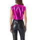 thumbnail image 3 of Camiseta sin mangas metálica Inspire Chic para mujer, escote redondo, crop top holográfico XL color rosa intenso, 3 of 5