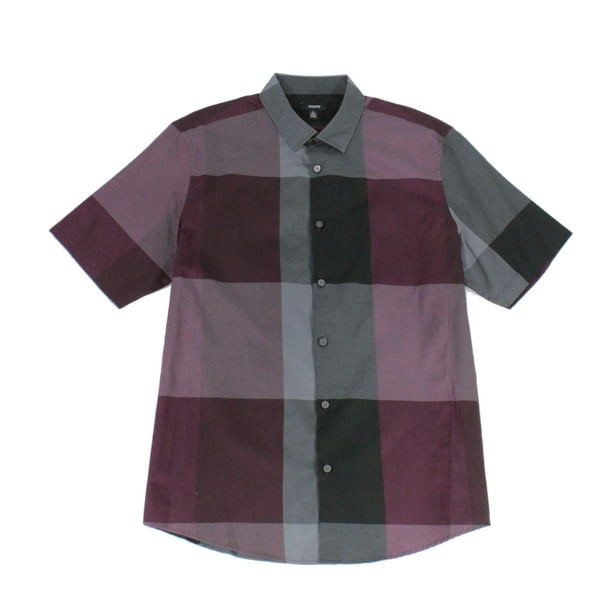 Alfani - Mens Shirt Purple Button Down Plaid Short-Sleeve XL - Walmart ...