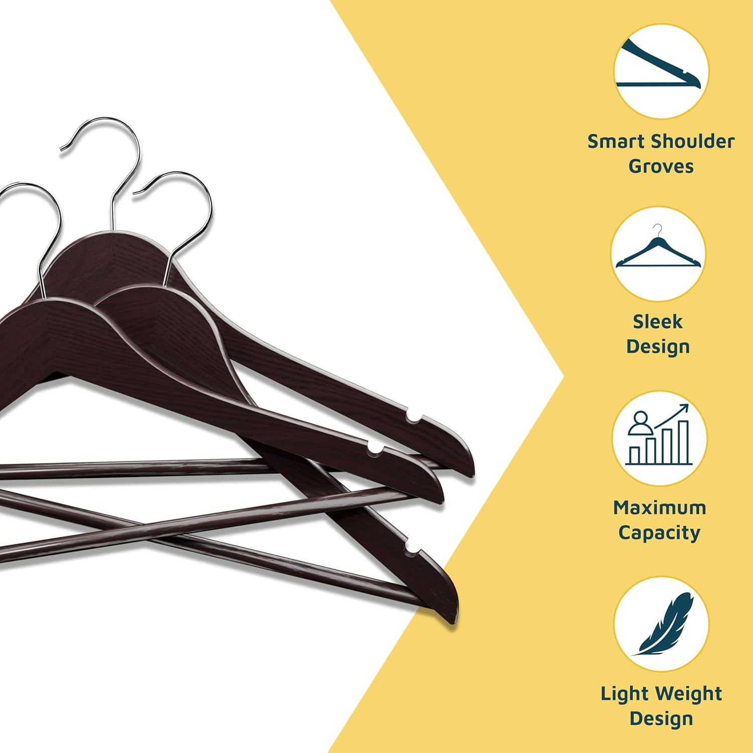 Lifemaster Wooden Clothes Hangers, Pack of 20, Cherry, 360 Degree Swivel Hook, Non-Slip Shoulder Notches