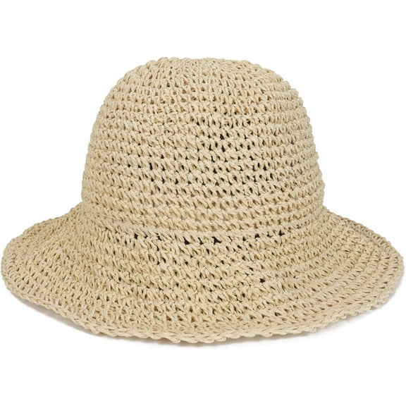YooGuoGuo Womens Floppy Straw Sun Hat Foldable Packable Wide Brim Summer Beach Hat Crochet Bucket Hat
