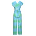 thumbnail image 4 of safuny Women's Jumpsuit Sleeveless Suspenders V Neck Split Jumpsuit Fashion Full Trousers Jumpsuit for Lady Wife Daughter Girlfriend Gradient Color Comfy Lounge Casual Blue XXL, 4 of 8
