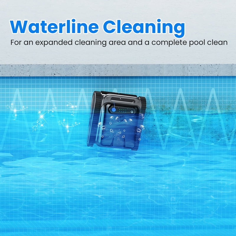POWEART Cordless Robotic Pool Cleaner, Wall & Waterline Cleaning, 120 Min Runtime, 2152 sq.ft, 4 Modes, 4L Filter, 180μm, for Inground & Above-Ground Pools