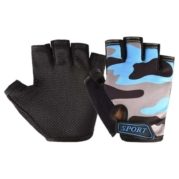 HNMKIU Kids Half Finger Sports Gloves for Outdoor Cycling Exercise Training and Road Bike Riding Activities with Non Grip Grey,6-12