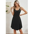 thumbnail image 5 of Womens Summer Casual Tank Dress Sleeveless O Neck T Shirt Sundress Solide Color Mini Beach Vacation Dresses (Black,Medium), 5 of 6