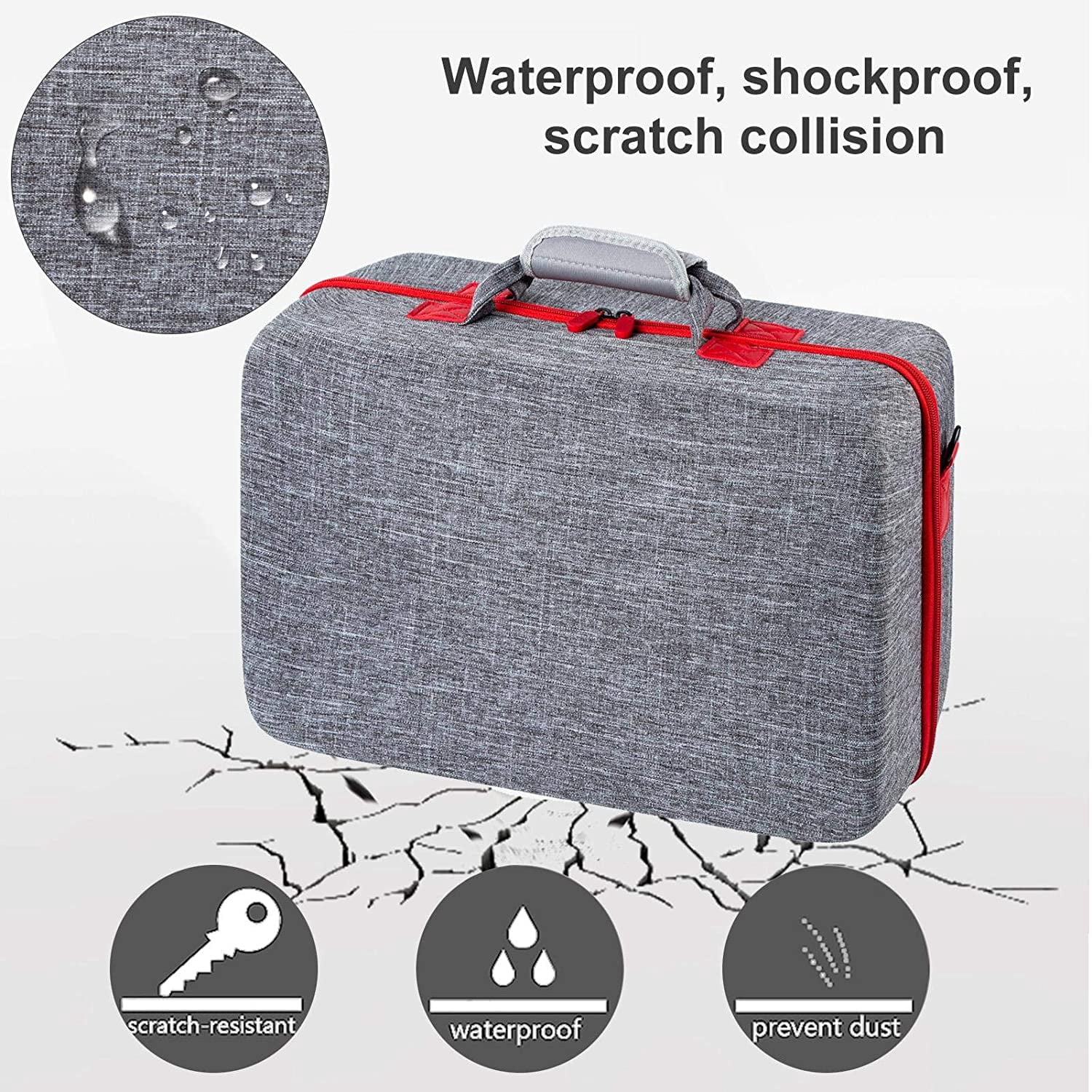 Carrying Case for PS5 Hard Shell Carry Case Travel Bag, Shockproof and Waterproof Storage Bag for PS5, Portable Protective Case Compatible with PS5 Console,Dual Controller and Accessories (Gray)