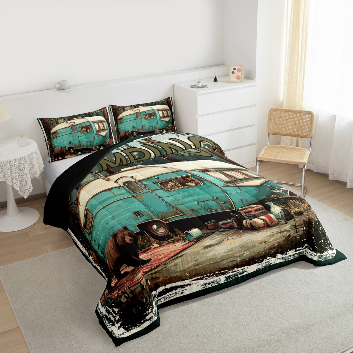 Coperta Sherpa Erosebridal Per Camper: Pile Morbido Con Silhouette Bosco, Stile Vintage