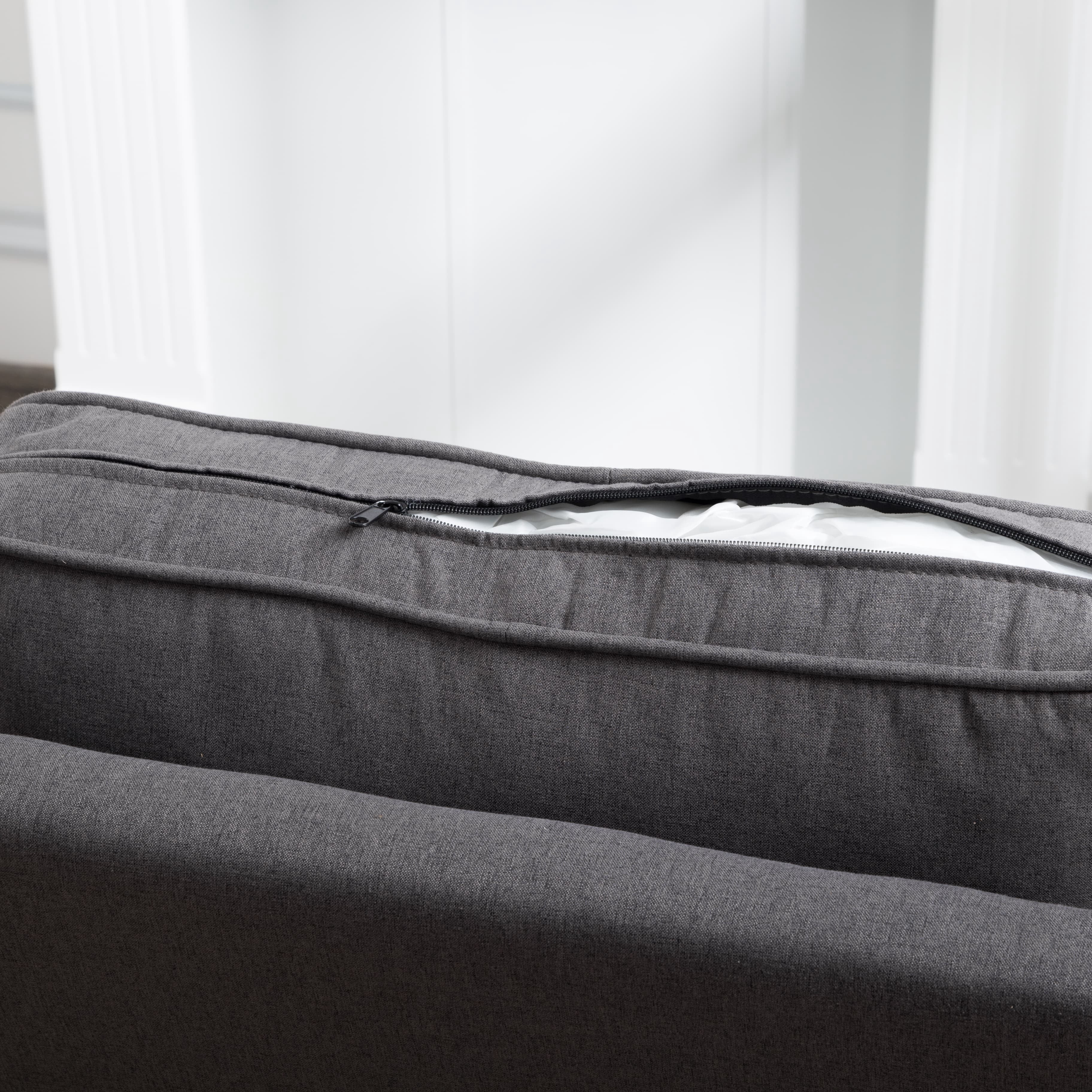 BSHTI Accent Chair,Mid-Century Styles,High-Density Sponge,Solid Wood,Non-Slip Leg,Cushions are Removable Dark Gray Colour,Perfect for Living Room,Bedroom,Office