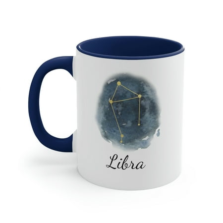 

Libra Constellation Coffee Mug - 11 oz Navy or Black Accent Zodiac Mug