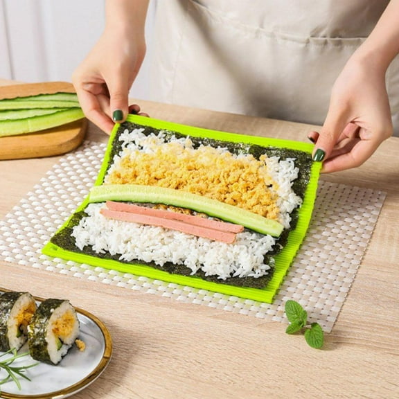 QHUDLV Silicone Sushi Rolling Mat - Complete Sushi Making Kit and Sushi Roller Lot V7