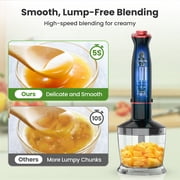 VAVSEA Immersion Blender, 1100W 5-in-1 Hand Blender, 24-Speed Stick Blender for Small Kitchen, Splash-Resistant Handheld Blender Mixer with Turbo Mode for Smoothies, Baby Food, Black