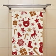 thumbnail image 4 of Coolnut Fingertip Hand Towels, Set of 2 Pcs Christmas Doodles Pattern Absorbent Face Bath Towels for Bathroom Kitchen, 30"x15", 4 of 6