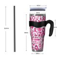 thumbnail image 4 of 40oz Tumbler,Pink Breast Cancer Insulated Tumblers with Removable Handle,Stainless Steel Double Vacuum Coffee Tumbler Cup with Straw for Home,Office,Travel,Party, 4 of 5