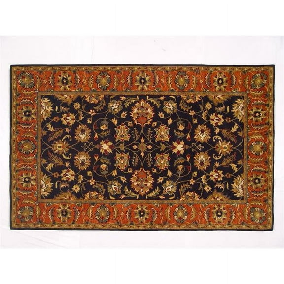Lifestyles LS-RM24 5 x 8 ft. Kavera 100 Percent Long Fiber Wool Hand Made Rug- Black & Brick