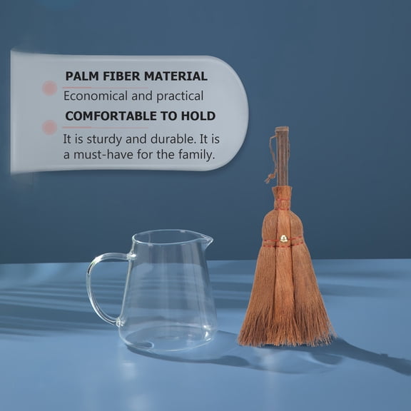 NIAIZEK Small Handheld Whisk Broom with Short Handle, Natural Dark Red Bristles, 1 Pack for Quick and Easy Dust Cleaning