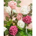 thumbnail image 5 of Artificial Roses Flowers Fake Roses with Stems Real Touch Foam Flowers for DIY Wedding Bouquet Baby Shower Centerpiece Floral Arrangement Party Home Decor(Hunt Green), 5 of 5