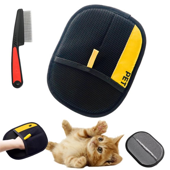 Pet Hair Remover Glove, Electrostatic Pet Grooming Gloves, Reusable Cat & Dog Hair Remover, For Couch, Furniture, Carpet Little Squirrel