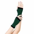 thumbnail image 5 of Unique Bargains 1 Pair Fingerless Gloves Knit Stripes Fashion Gloves Black, Green, 5 of 5