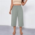 thumbnail image 5 of Maean Womens Plus Size Pants Elastic High Waist Wide Leg Baggy Solid Color Lounge Capri Pant L-5XL, 5 of 7