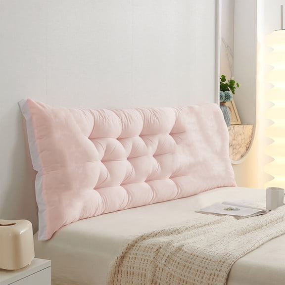 Opehuo Headboard Pillow,Upholstered Wall Mounted Headboard Dorm Bed Large Bolster Headboard Positioning Support Reading Pillow Cushion,47.24x19.68in,Pink