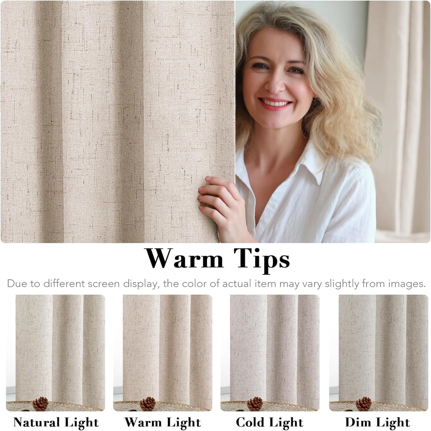 100% Blackout Curtains for Bedroom Full Light Blocking Curtains, Textured Window Curtain for Living Room 84 inch Grommet
