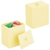 mDesign Modern Square Bathroom Vanity Countertop Storage Organizer Canister Jar for Cosmetics, Cotton Swabs, Rounds, Balls, Makeup Sponges, Bath Salts, Lipsticks, 2 Pack - Light Yellow
