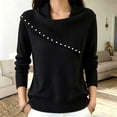 thumbnail image 4 of Vynhevius Womens Beaded Cowl Neck Sweater Long Sleeve Casual Winter Pullover Top, 4 of 6