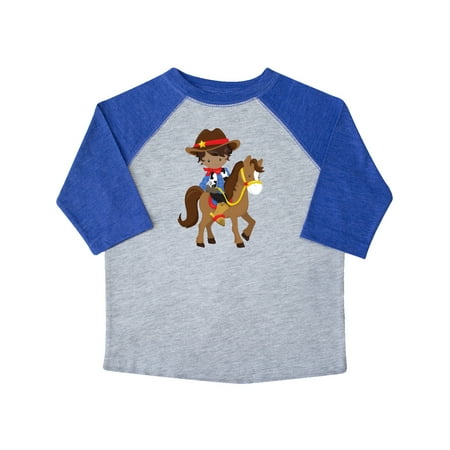 

Inktastic African American Boy Little Cowboy Brown Horse Gift Toddler Boy Girl T-Shirt