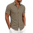 thumbnail image 3 of LEKWK Button Down Shirt for Men Short Sleeve Collared Casual Work Shirt with Chest Pocket Lightweight Breathable Classic Fit Summer Top Brown XXXXXL, 3 of 3