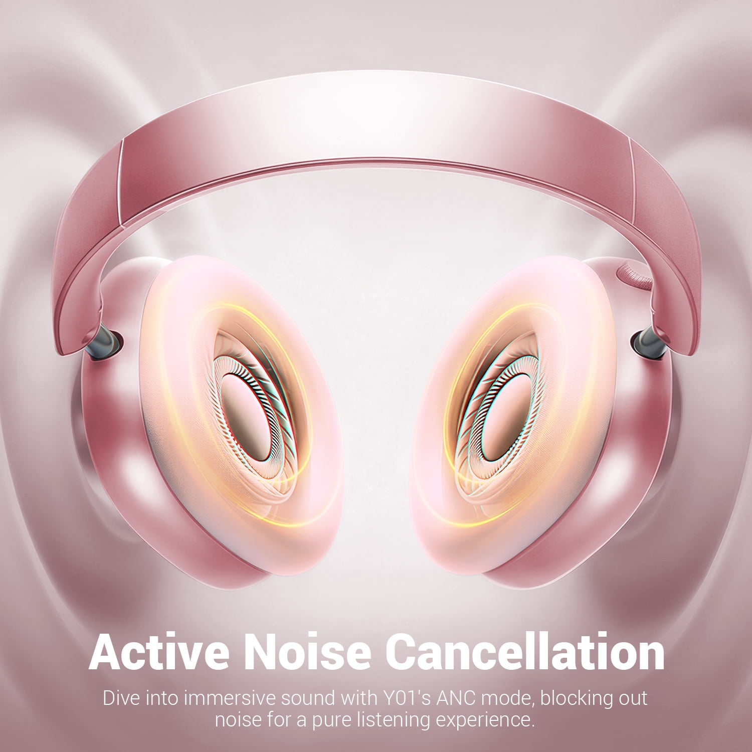 Mahipey Y01 Wireless Over-Ear Headphones with Active Noise Cancelling,Hi-Res Audio,48H Playtime,Foldable Design Bluetooth Headphones for iPhone/Samsung/Android/PC(Pink) thumbnail 6