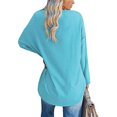 thumbnail image 3 of Grianlook T Shirt for Women Solid Color Tee Long Sleeve T-shirt Ladies Loose Tops Casual V Neck Tunic Blouse Royal Blue XL, 3 of 3