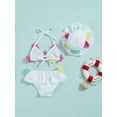 thumbnail image 4 of Bagilaanoe Newborn Baby Girls Swimsuits 3 Piece Bikinis Set Flower Sleeveless Tank Tops +  Ruffles Shorts + Sun Hat 6M 12M 18M 24M Infant Swimwear Bathing Suit Beachwear, 4 of 9