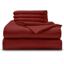 6PC Bedding Set- 100% Organic Cotton Bed Sheet Set 1000 Thread Count, Crisp and Cooling Sateen Weave, Soft Breathable, Eco-Friendly, 15-Inch Deep Pocket - Burgundy, Twin