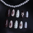 thumbnail image 3 of Uñas postizas adhesivas HPYFOI almendradas con lunares y flores, 24 piezas, 3 of 5