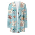 thumbnail image 4 of Lroveb Easter Cardigan Sweaters for Women Open Front Lightweight Casual Cardigan Spring Easter Egg Bunny Printed Loose Outerwear With Pocket, 4 of 5