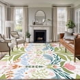thumbnail image 3 of Boho Green Flower Area Rug 5x8 FT, Non Slip Bedroom Throw Carpet, Botanical Watercolor Leaf Floral Washable Soft Floor Carpet Non-Shedding Rug for Living Room Nursery Dorm Office, 3 of 9