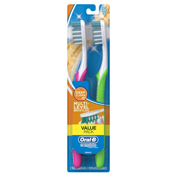 OralB Complete Deep Clean Toothbrushes, Soft, 2 Count