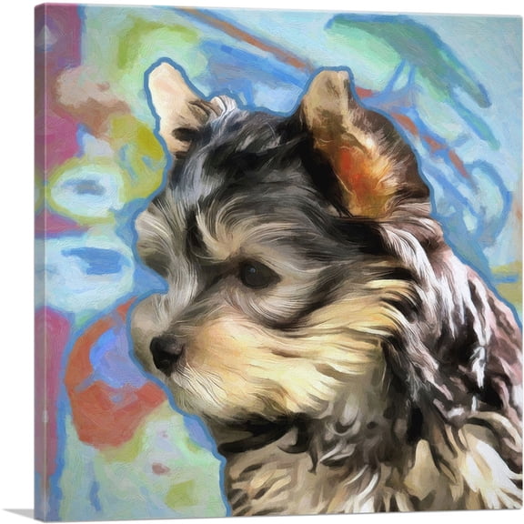 ARTCANVAS Yorkshire Terrier Dog Breed Canvas Art Print - Size: 12" x 12" (1.50" Deep)