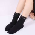 thumbnail image 5 of Womens Ruffle Socks Fancy Lace Trim Ankle Socks Breathable Super Soft Black 3 Pairs, 5 of 8