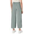 thumbnail image 3 of WTOBBY Women's Polka Dot Summer Wide Leg Pants - Stretchy Waist Beach Trousers with Pockets & Airy Design for Poolside Lounging,Army Green L, 3 of 4