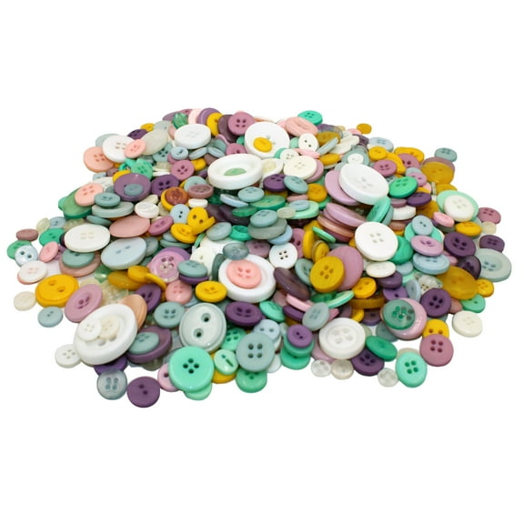Gwen Studios Round Plastic Sewing Buttons Value Pack, Assorted Sizes, 1 lb, Solid Pastel Colors
