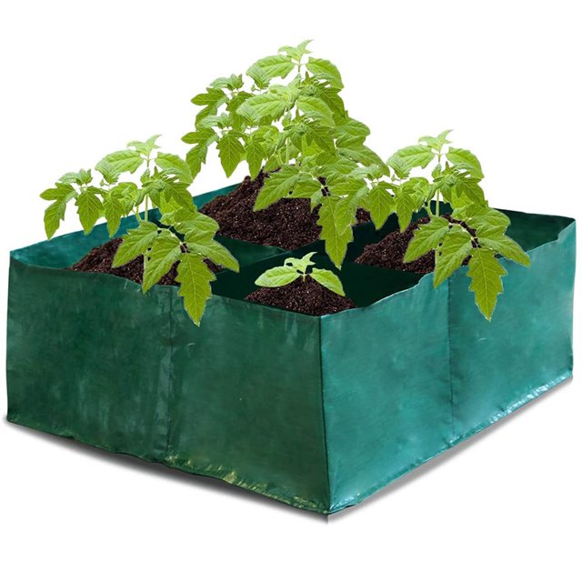 Bolsa para plantar Bolsa para plantar en jardín de 60 cm × 25 cm - con cuatro compartimentos y cuatro orificios de ventilación inferiores - bolsa para plantar patatas rectangular verde ER