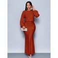 thumbnail image 7 of Brown Sparkly Mermaid Hem Bodycon Maxi Dress For Evening Party Dating, 7 of 7